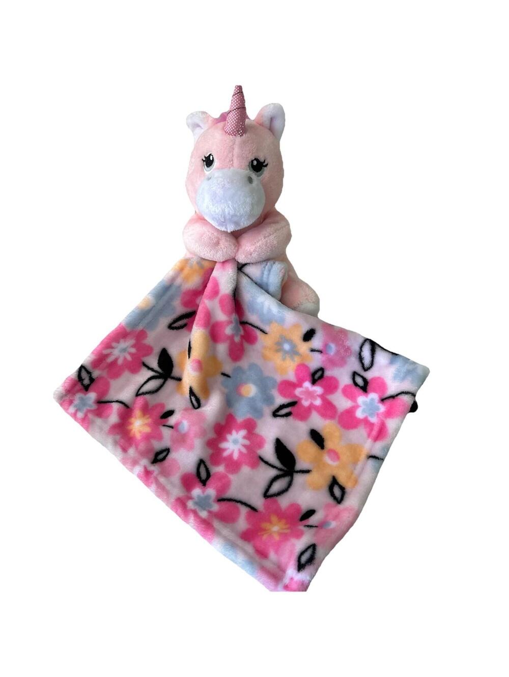 Little Beginnings Baby Unicorn Pink Floral Lovey Security Blanket Plush